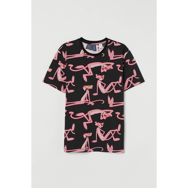 H&M T-shirt Regular Fit 0846973163 Czarny/Różowa Pantera