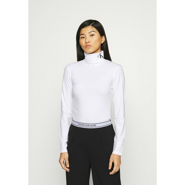 Calvin Klein Jeans NECK ROLL NECK Bluzka z długim rękawem bright white/ck black C1821D0CC