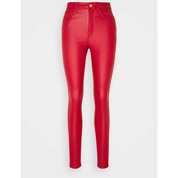 Noisy May NMCALLIE SKINNY COATED PANTS Spodnie materiałowe haute red NM321N0J1
