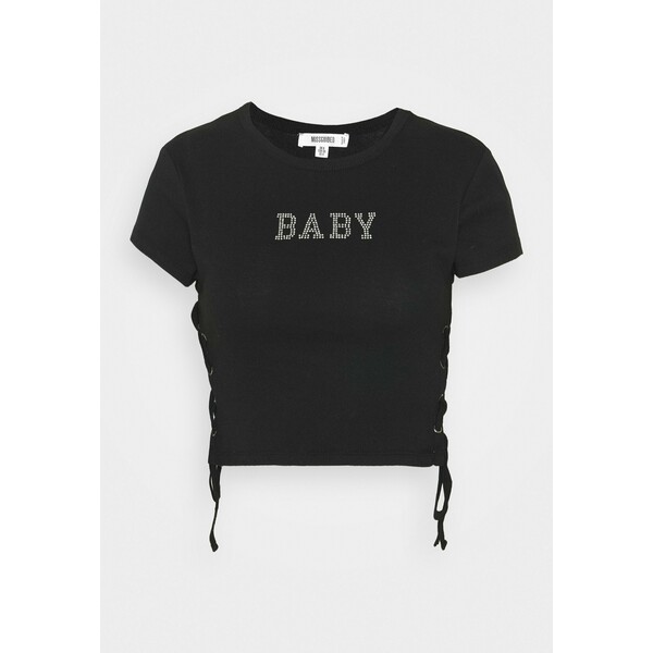 Missguided BABY HOT FIX SIDE UP TEE T-shirt z nadrukiem black M0Q21D0KG
