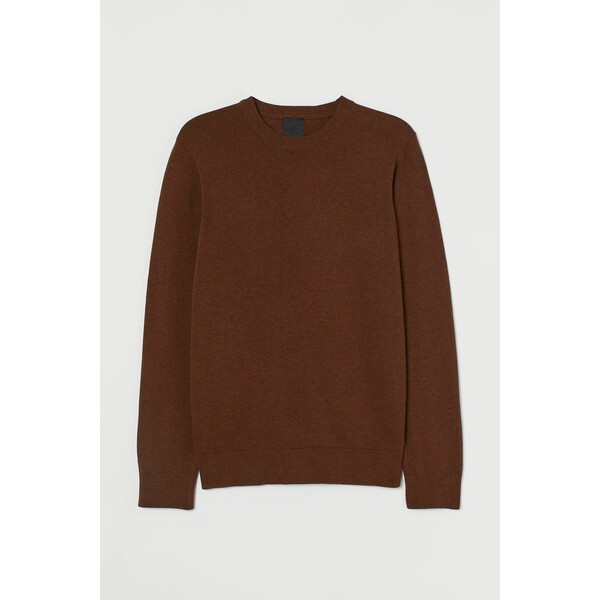 H&M Bawełniany sweter Slim Fit 0564358082 Brązowy