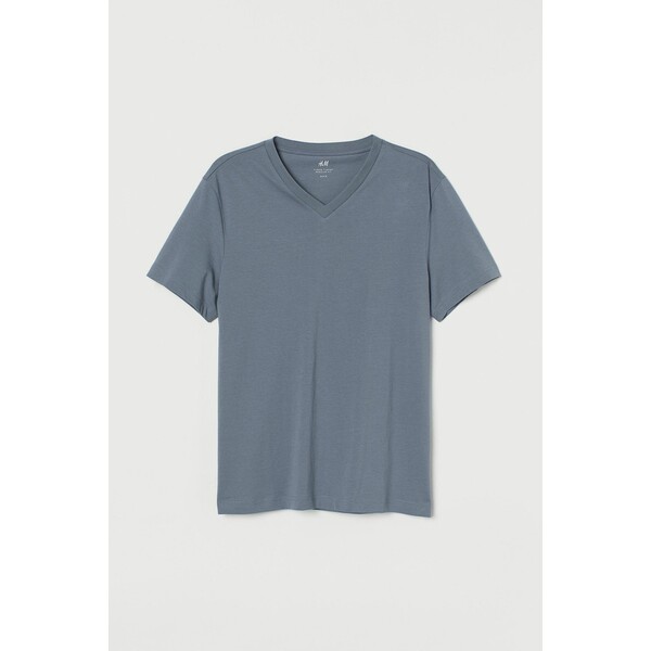 H&M T-shirt z dekoltem w serek Regular Fit - - ON 0763275054 Szary