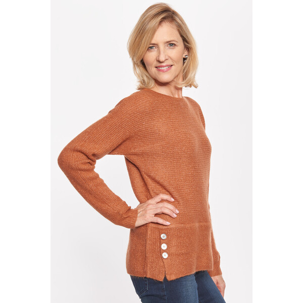 Quiosque Brązowy sweter z guziczkami 6KT010105