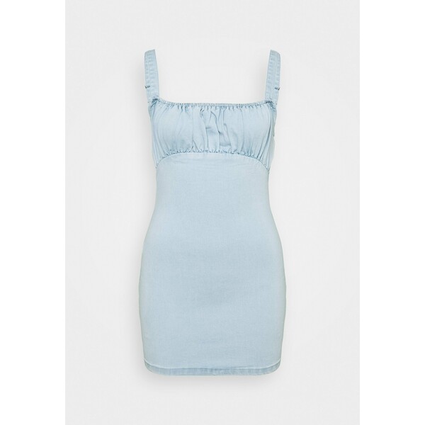 Missguided Petite RUCHED BUST MINI DRESS Sukienka letnia light wash blue M0V21C09V