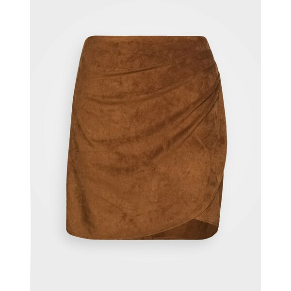 Abercrombie & Fitch RUCHED MINI Spódnica trapezowa brown A0F21B036