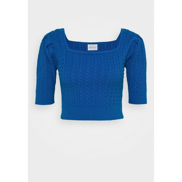Glamorous CARE CABLE CROP TOP WITH SHORT SLEEVES AND SQUARE NECKLINE Bluzka petrol blue GL921E085