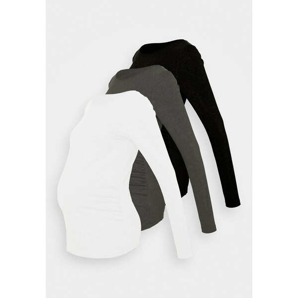 Anna Field MAMA 3 PACK Bluzka z długim rękawem black/dark grey/white EX429G02X