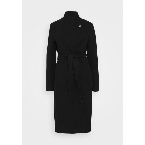 Dorothy Perkins Tall FUNNEL COLLAR GLOSSY COAT Płaszcz wełniany /Płaszcz klasyczny black DOA21U017