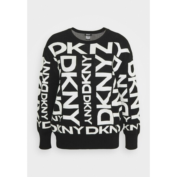 DKNY EXPLODED LOGO Sweter black/ivory DK121I01R