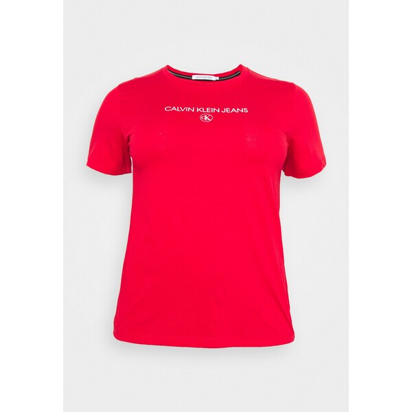 Calvin Klein Jeans Plus ROUND TEE T-shirt z nadrukiem red C2Q21D00A