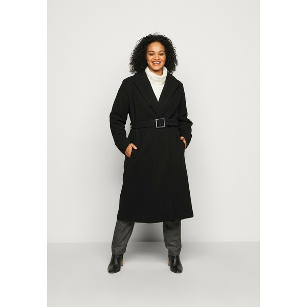 Dorothy Perkins Curve CURVE BELTED WRAP COAT Płaszcz wełniany /Płaszcz klasyczny black DP621U014