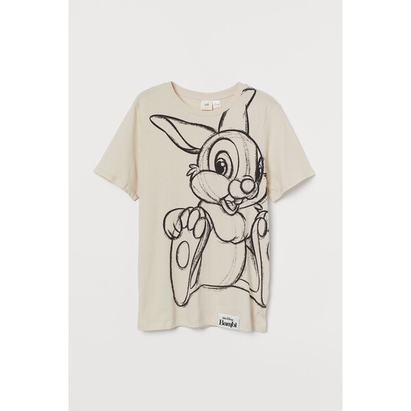 H&M T-shirt z motywem - 0762470395 Jasnobeżowy/Bambi