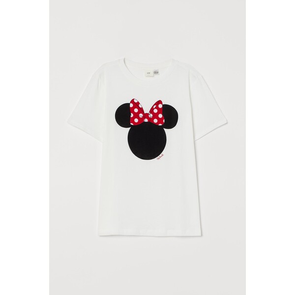 H&M T-shirt z motywem - 0762470395 Biały/Myszka Minnie