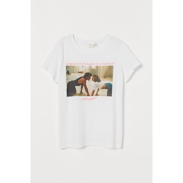 H&M T-shirt z motywem - Okrągły dekolt - Krótki rekaw - 0762470397 Biały/Dirty Dancing