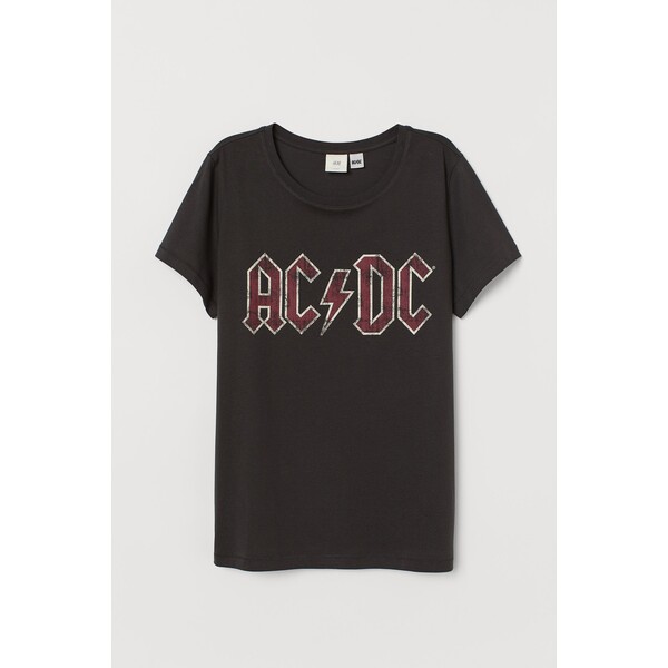 H&M T-shirt z motywem - Okrągły dekolt - Krótki rekaw - 0762470397 Czarny/AC/DC