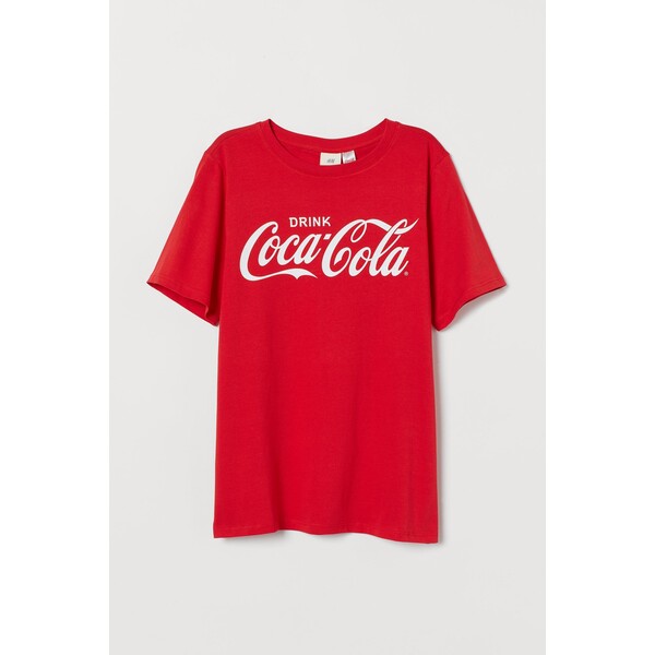 H&M T-shirt z motywem - 0762470395 Jaskrawoczerwony/Coca-Cola