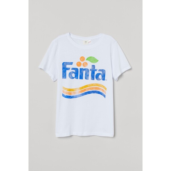 H&M T-shirt z motywem - 0762470395 Biały/Fanta
