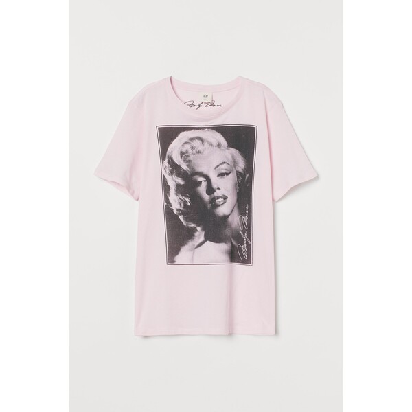 H&M T-shirt z motywem - Okrągły dekolt - Krótki rekaw - 0762470397 Jasnoróżowy/Marilyn Monroe