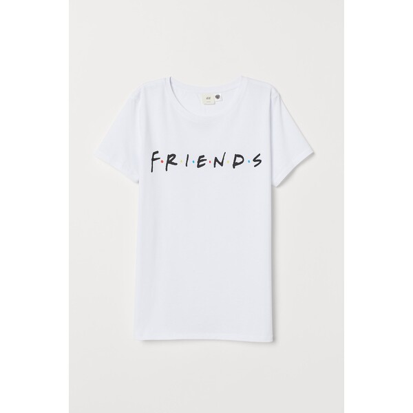H&M T-shirt z motywem - Okrągły dekolt - Krótki rekaw - 0762470397 Biały