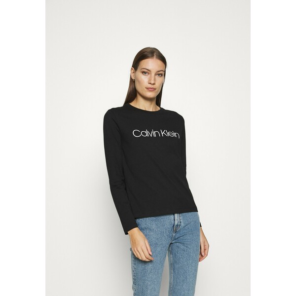 Calvin Klein CORE LOGO CREW TEE Bluzka z długim rękawem black 6CA21D02Q
