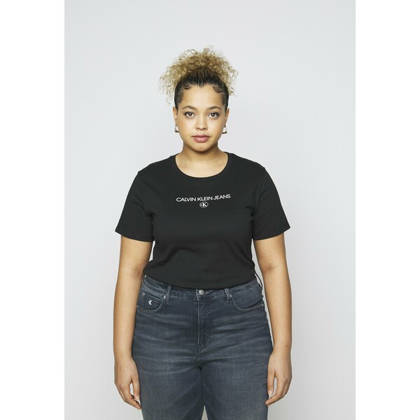 Calvin Klein Jeans Plus ROUND TEE T-shirt z nadrukiem black C2Q21D00A