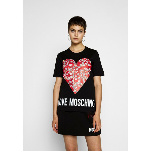 Love Moschino T-shirt z nadrukiem black LO921D05A