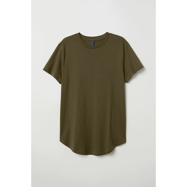 H&M T-shirt Long Fit 0598755071 Ciemna zieleń khaki