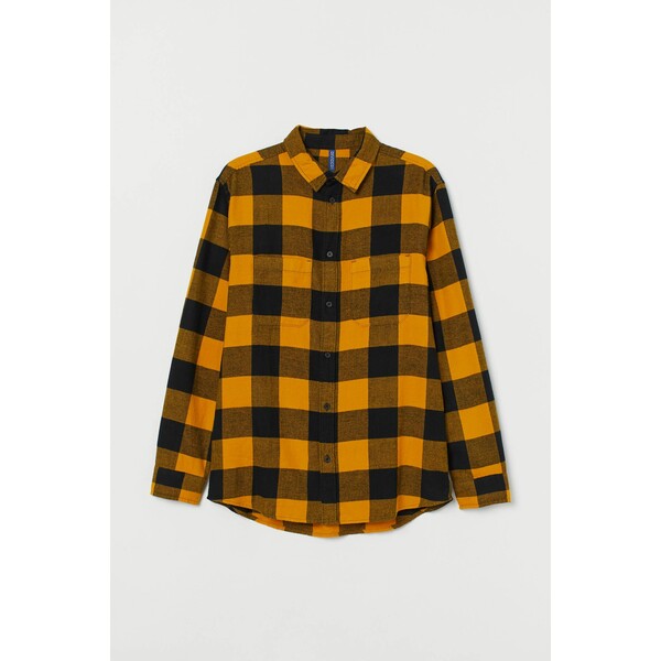 H&M Koszula z bawełnianej flaneli 0743840017 Żółty/Czarny
