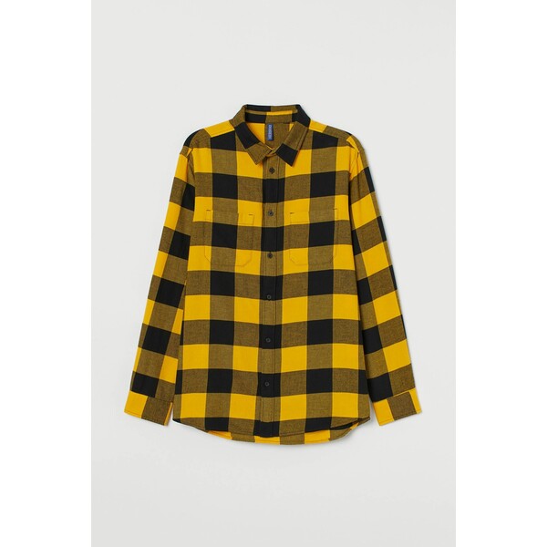 H&M Koszula z bawełnianej flaneli 0743840017 Czarny/Żółty