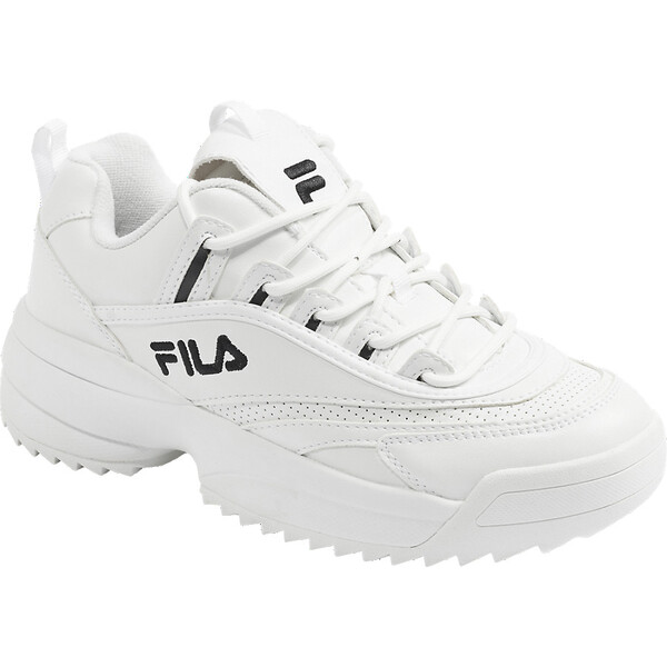białe sneakersy damskie Fila na masywnej podeszwie z czarnymi elementami 18201040