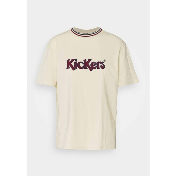 Kickers Classics SHORT SLEEVE BOY TEE T-shirt z nadrukiem beige/burgundy KIO21D00E