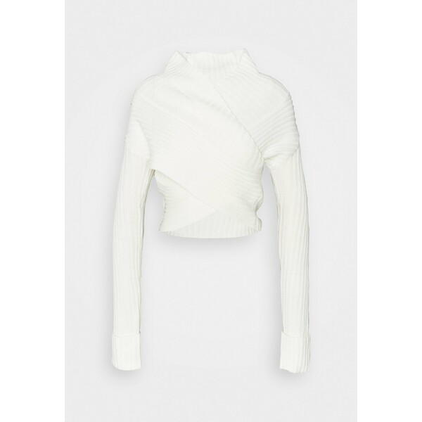 Missguided WRAP FRONT JUMPER Sweter white M0Q21I06Q