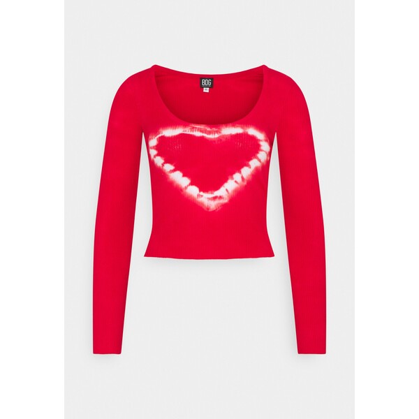 BDG Urban Outfitters SCOOP HEART TIE DYE Bluzka z długim rękawem red QX721D02L