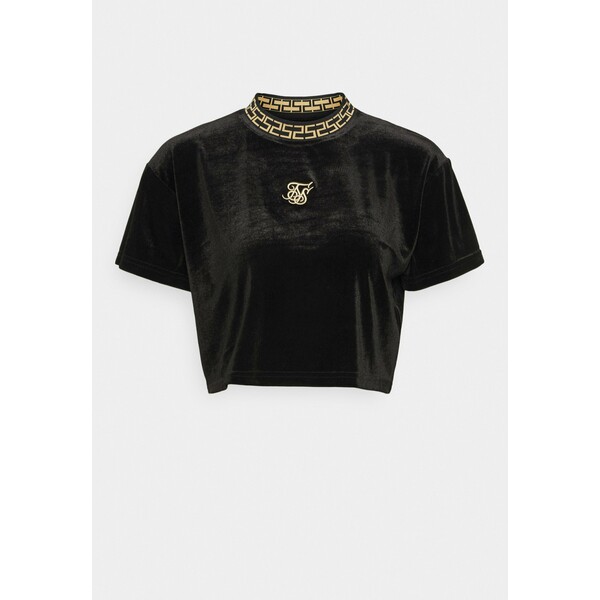 SIKSILK LUXURY CROP TEE T-shirt z nadrukiem black SIF21D00Y