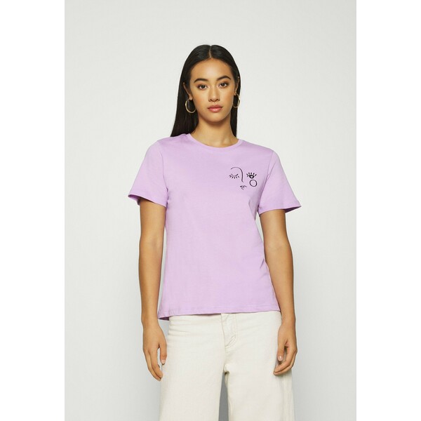 Zign T-shirt z nadrukiem lilac ZI121D00M