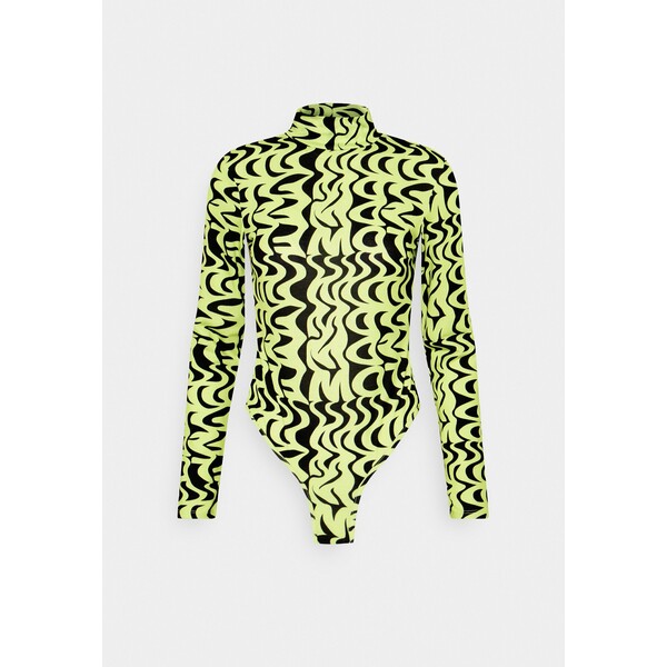 EMILIE MALOU X NA-KD TURTLENECK BODY Bluzka z długim rękawem black/green NAA21D063