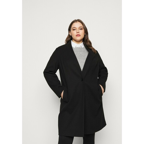 Dorothy Perkins Curve COLLARLESS UNLINED Płaszcz wełniany /Płaszcz klasyczny black DP621U017