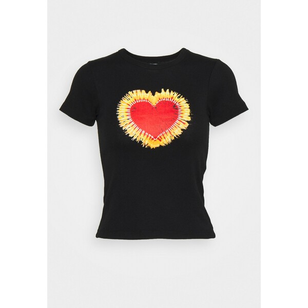 BDG Urban Outfitters HEART BABY TEE T-shirt z nadrukiem black QX721D02T