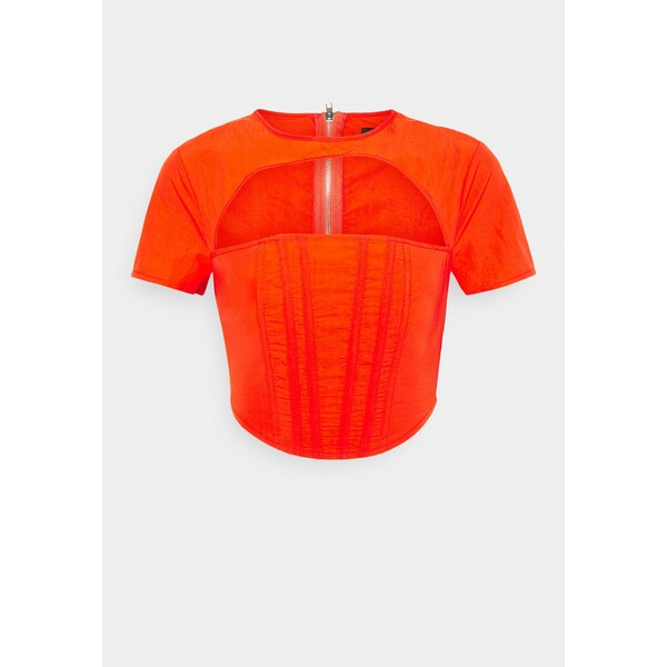 Missguided CUT OUT CORSET DETAIL T-shirt z nadrukiem orange M0Q21E0FW