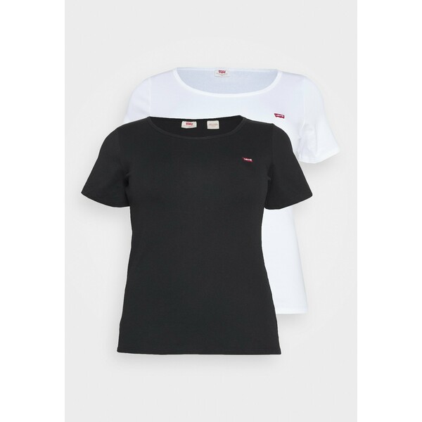 Levi's® Plus TEE 2 PACK T-shirt z nadrukiem black/white L0M21D010