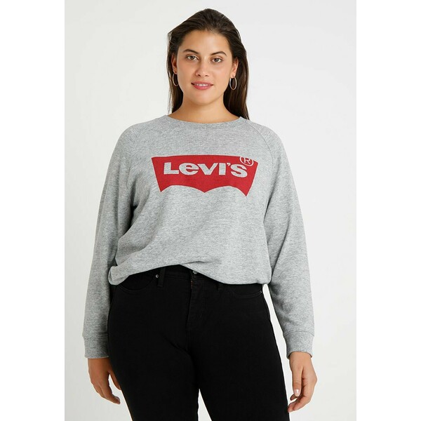 Levi's® Plus PL RELAXED GRAPHIC CREW Bluza plus fleece housemark smokestack htr L0M21J000