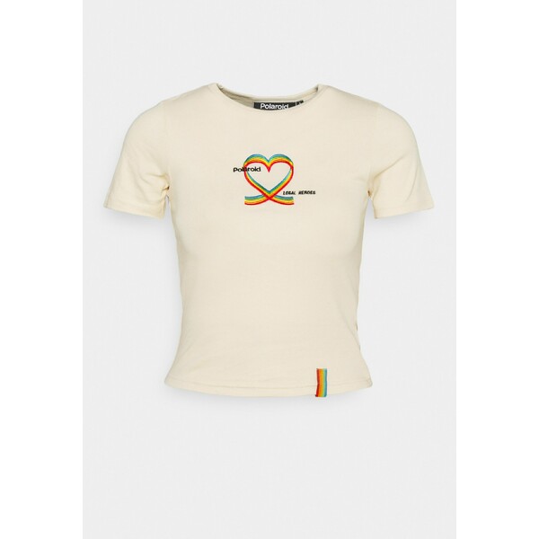 Local Heroes RIBBON HEART SLIM FIT TEE T-shirt z nadrukiem cream L4N21D004