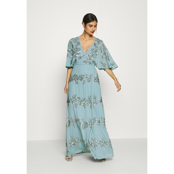 Maya Deluxe WRAP FRONT ALL OVER EMBELLISHED CAPE MAXI DRESS Suknia balowa blue M2Z21C06E