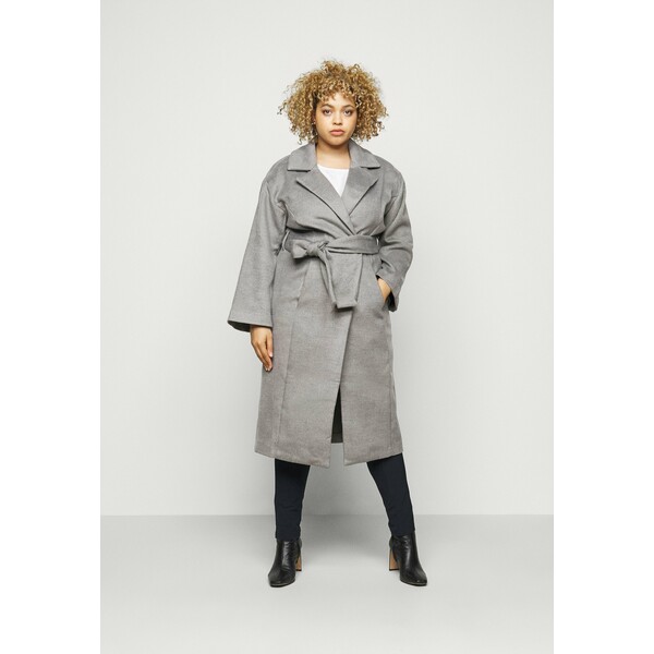 CAPSULE by Simply Be BELTED WRAP COLLAR COAT Płaszcz wełniany /Płaszcz klasyczny grey CAS21U018