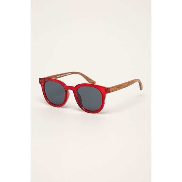 Medicine Okulary przeciwsłoneczne damskie z drewnianymi zausznikami z funkcją flexible czerwone RS20-OKD514_33X