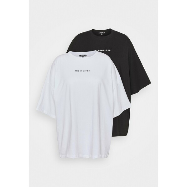 Missguided Plus 2 PACK BRANDED T-shirt z nadrukiem black M0U21D02W