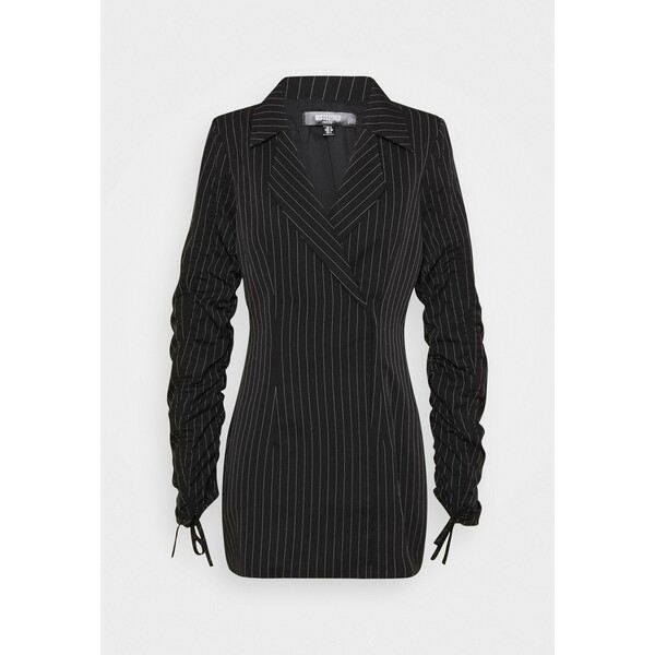 Missguided Petite RUCHED SLEEVE BLAZER DRESS PINSTRIPE Sukienka letnia black M0V21C0G4