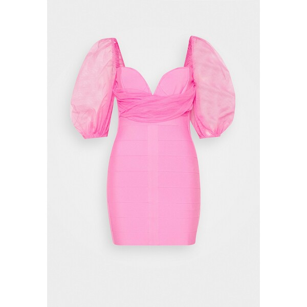 Missguided Petite RUCHED MILKMAID BANDAGE MINI DRESS Sukienka koktajlowa pink M0V21C0GD