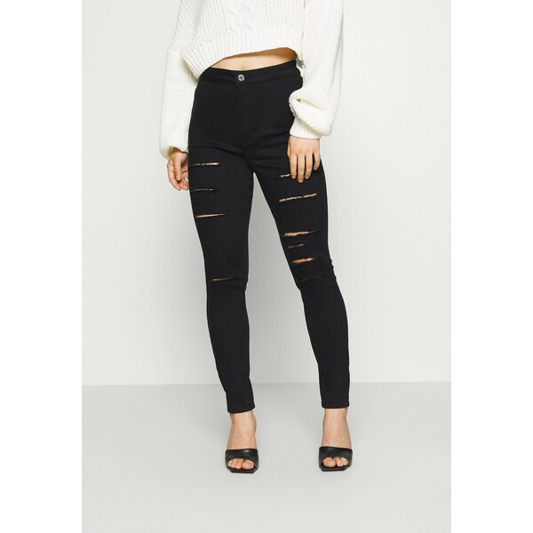 Missguided Petite VICE MULTI HIGH WAISTED Jeansy Skinny Fit black M0V21N034