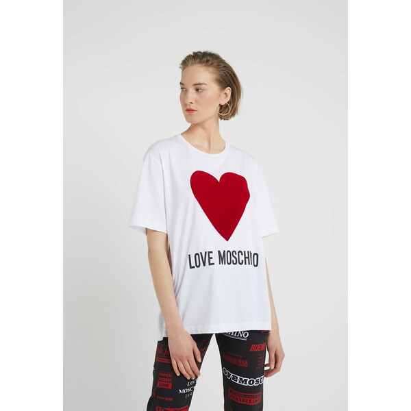 Love Moschino T-shirt z nadrukiem white LO921D043
